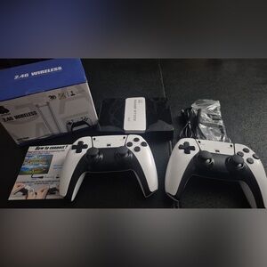 CJGAM Wireless Console with Dual Black and White Controllers